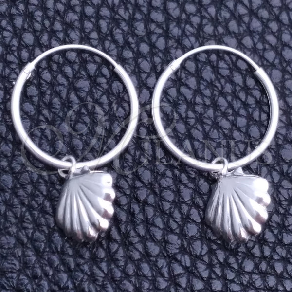 Sterling Silver Hoop Earrings — Small Hoop Shell Design Polished 02. — main product view — SKU 149457 | Plata 925 aretes de aro — Small Hoop Shell diseño pulido 02. — SKU 149457