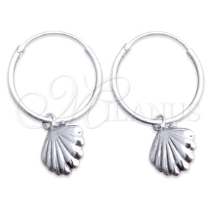 Sterling Silver Small Hoop, Shell Design, Polished, Silver Finish, 02.402.0019.15