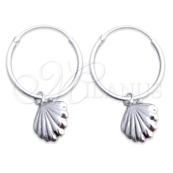 Sterling Silver Small Hoop, Shell Design, Polished, Silver Finish, 02.402.0019.15