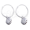 Sterling Silver Small Hoop, Shell Design, Polished, Silver Finish, 02.402.0019.15