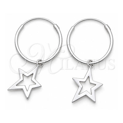 Sterling Silver Small Hoop, Star Design, Polished, Silver Finish, 02.402.0021.15
