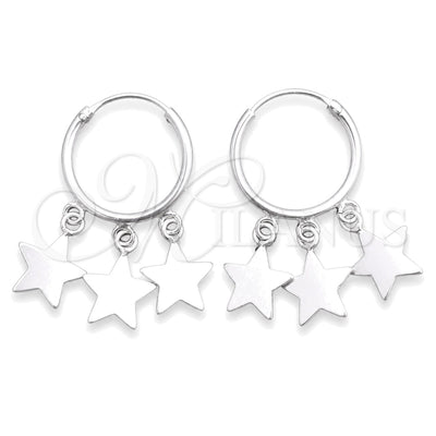 Sterling Silver Small Hoop, Star Design, Polished, Silver Finish, 02.402.0022.15 for wholesale, main product view