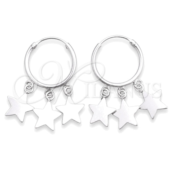 Sterling Silver Small Hoop, Star Design, Polished, Silver Finish, 02.402.0022.15