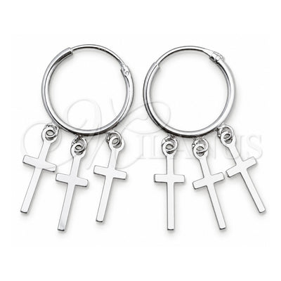 Sterling Silver Small Hoop, Cross Design, Polished, Silver Finish, 02.402.0024.15