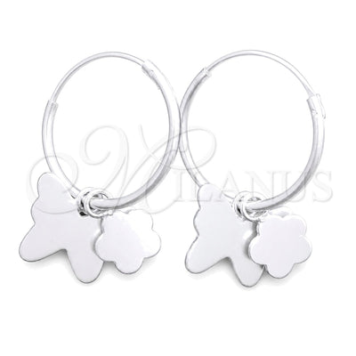 Sterling Silver Small Hoop, Flower and Butterfly Design, Polished, Silver Finish, 02.402.0025.15 for wholesale, main product view