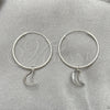 Sterling Silver Small Hoop, Moon Design, Polished, Silver Finish, 02.402.0026.25