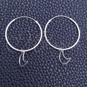 Sterling Silver Hoop Earrings — Small Hoop Moon Design Polished 02. — main product view — SKU 149464 | Plata 925 aretes de aro — Small Hoop Moon diseño pulido 02. — SKU 149464