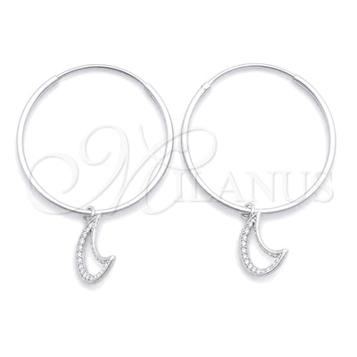 Sterling Silver Small Hoop, Moon Design, Polished, Silver Finish, 02.402.0026.25 for wholesale, main product view