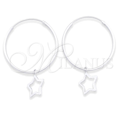 Sterling Silver Small Hoop, Star Design, Polished, Silver Finish, 02.402.0027.25 for wholesale, main product view