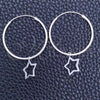Sterling Silver Small Hoop, Star Design, Polished, Silver Finish, 02.402.0027.25
