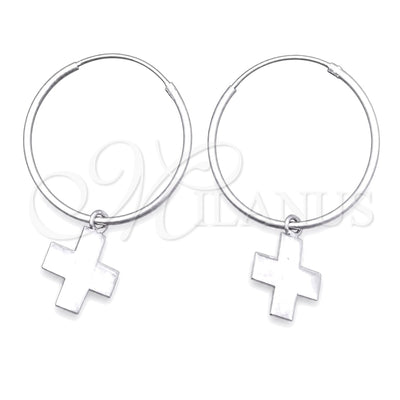Sterling Silver Small Hoop, Cross Design, Polished, Silver Finish, 02.402.0028.25 for wholesale, main product view