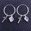 Sterling Silver Small Hoop, Cross Design, with White Cubic Zirconia, Polished, Silver Finish, 02.402.0029.15