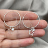 Sterling Silver Small Hoop, Star Design, with White Cubic Zirconia, Polished, Silver Finish, 02.402.0032.15
