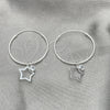 Sterling Silver Small Hoop, Star Design, with White Cubic Zirconia, Polished, Silver Finish, 02.402.0032.15