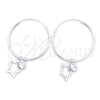 Sterling Silver Small Hoop, Star Design, with White Cubic Zirconia, Polished, Silver Finish, 02.402.0032.15