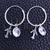 Sterling Silver Small Hoop, Airplane Design, with White Cubic Zirconia, Polished, Silver Finish, 02.402.0034.15