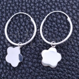 Sterling Silver Hoop Earrings — Small Hoop Flower Design Polished 02. — main product view — SKU 149473 | Plata 925 aretes de aro — Small Hoop flor diseño pulido 02. — SKU 149473