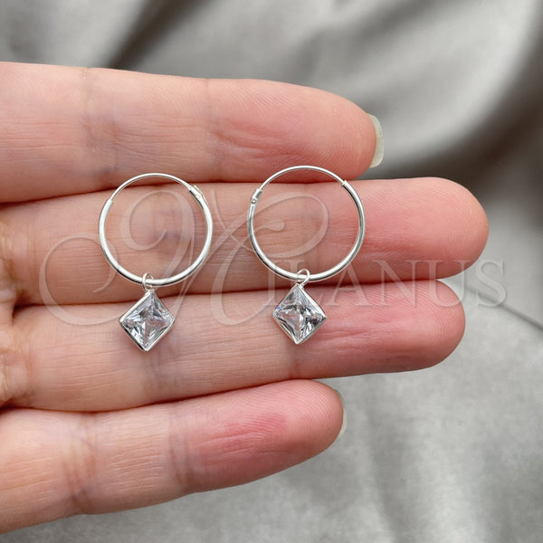 Sterling Silver Hoop Earrings — Small Hoop with White Cubic Zirconia Polished 02. — alternate product view — SKU 149474 | Plata 925 aretes de aro — Small Hoop with blanco Cubic Zirconia pulido 02. — SKU 149474