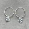 Sterling Silver Small Hoop, with White Cubic Zirconia, Polished, Silver Finish, 02.402.0036.15