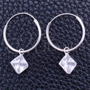 Sterling Silver Hoop Earrings — Small Hoop with White Cubic Zirconia Polished 02. — main product view — SKU 149474 | Plata 925 aretes de aro — Small Hoop with blanco Cubic Zirconia pulido 02. — SKU 149474