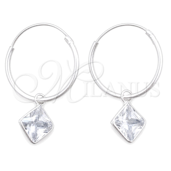 Sterling Silver Hoop Earrings — Small Hoop with White Cubic Zirconia Polished 02. — main product view — SKU 149474 | Plata 925 aretes de aro — Small Hoop with blanco Cubic Zirconia pulido 02. — SKU 149474