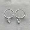 Sterling Silver Small Hoop, Heart Design, with White Cubic Zirconia, Polished, Silver Finish, 02.402.0037.15