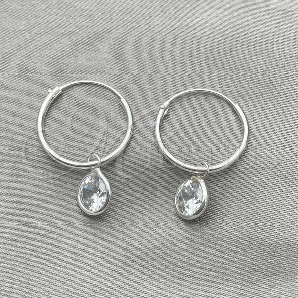Sterling Silver Hoop Earrings — Small Hoop with White Cubic Zirconia Polished 02. — alternate product view — SKU 149476 | Plata 925 aretes de aro — Small Hoop with blanco Cubic Zirconia pulido 02. — SKU 149476