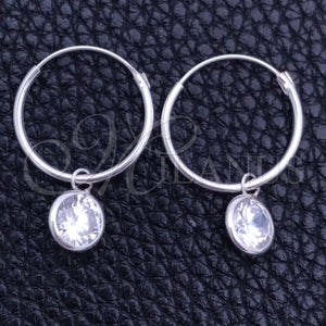 Sterling Silver Hoop Earrings — Small Hoop with White Cubic Zirconia Polished 02. — main product view — SKU 149476 | Plata 925 aretes de aro — Small Hoop with blanco Cubic Zirconia pulido 02. — SKU 149476