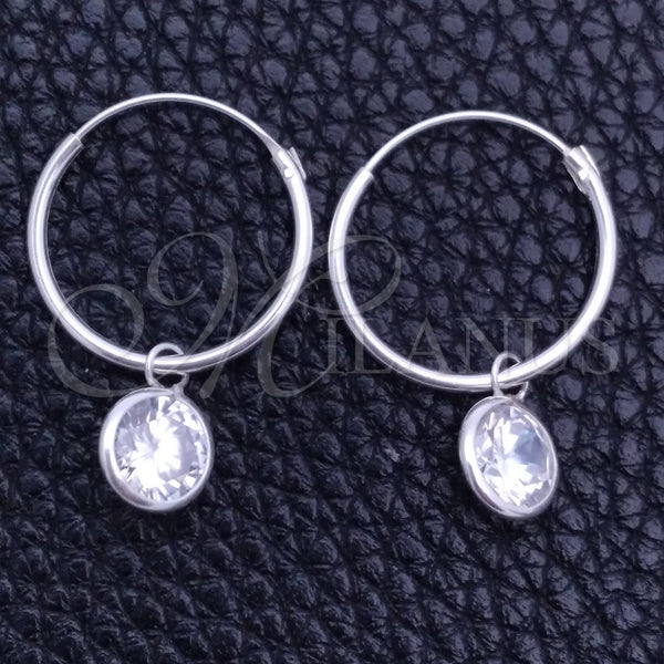 Sterling Silver Hoop Earrings — Small Hoop with White Cubic Zirconia Polished 02. — main product view — SKU 149476 | Plata 925 aretes de aro — Small Hoop with blanco Cubic Zirconia pulido 02. — SKU 149476