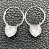 Sterling Silver Small Hoop, Heart Design, with White Cubic Zirconia, Polished, Silver Finish, 02.402.0039.15