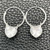 Sterling Silver Small Hoop, Heart Design, with White Cubic Zirconia, Polished, Silver Finish, 02.402.0039.15