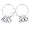 Sterling Silver Small Hoop, with White Cubic Zirconia, Polished, Silver Finish, 02.402.0040.15
