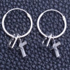 Sterling Silver Small Hoop, Cross and Heart Design, Polished, Silver Finish, 02.402.0042.15