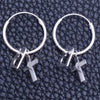 Sterling Silver Small Hoop, Cross and Heart Design, Polished, Silver Finish, 02.402.0042.15