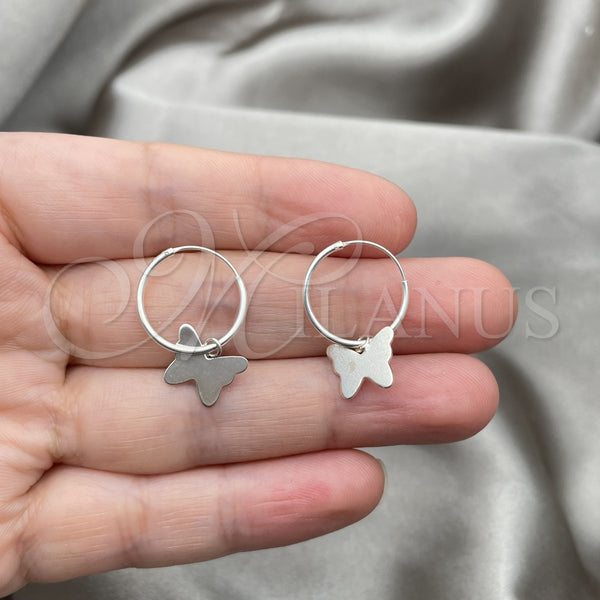 Sterling Silver Hoop Earrings — Small Hoop Butterfly Design Polished 02. — alternate product view — SKU 149482 | Plata 925 aretes de aro — Small Hoop Butterfly diseño pulido 02. — SKU 149482