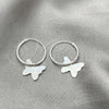 Sterling Silver Small Hoop, Butterfly Design, Polished, Silver Finish, 02.402.0045.15