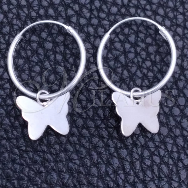 Sterling Silver Hoop Earrings — Small Hoop Butterfly Design Polished 02. — main product view — SKU 149482 | Plata 925 aretes de aro — Small Hoop Butterfly diseño pulido 02. — SKU 149482