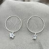 Sterling Silver Small Hoop, Star Design, with White Cubic Zirconia, Polished, Silver Finish, 02.402.0044.25