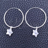 Sterling Silver Small Hoop, Star Design, with White Cubic Zirconia, Polished, Silver Finish, 02.402.0044.25