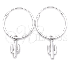 Sterling Silver Small Hoop, Flower Design, Polished, Silver Finish, 02.402.0046.15