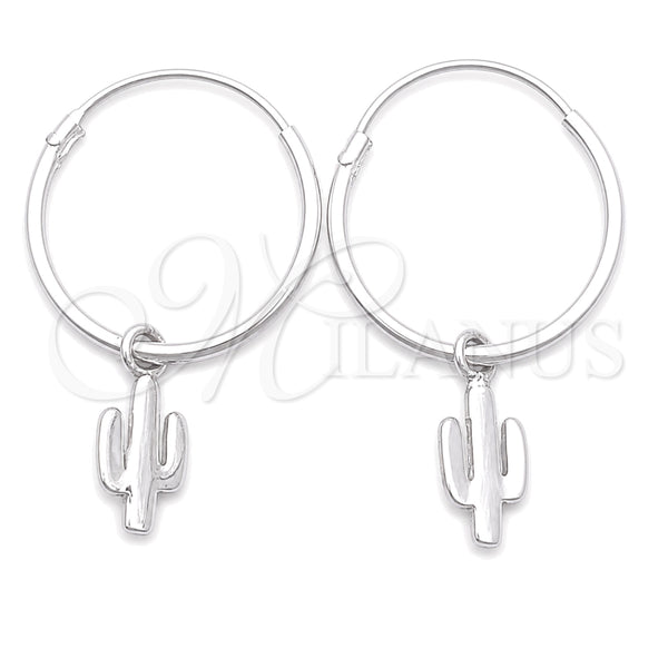 Sterling Silver Small Hoop, Flower Design, Polished, Silver Finish, 02.402.0046.15