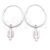 Sterling Silver Small Hoop, Flower Design, Polished, Silver Finish, 02.402.0046.15