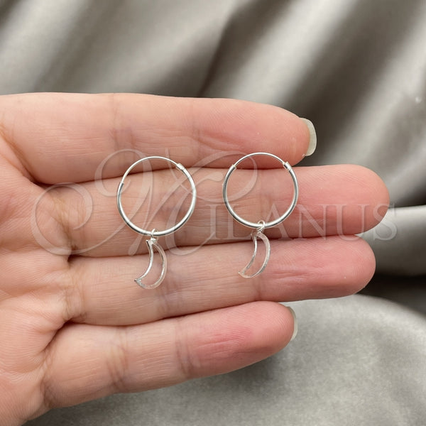 Sterling Silver Hoop Earrings — Small Hoop Moon Design Polished 02. — alternate product view — SKU 149486 | Plata 925 aretes de aro — Small Hoop Moon diseño pulido 02. — SKU 149486