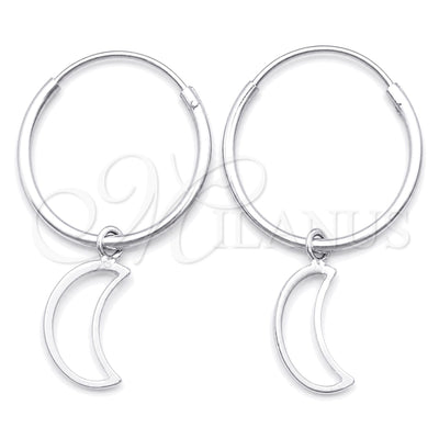 Sterling Silver Small Hoop, Moon Design, Polished, Silver Finish, 02.402.0048.15 for wholesale, main product view
