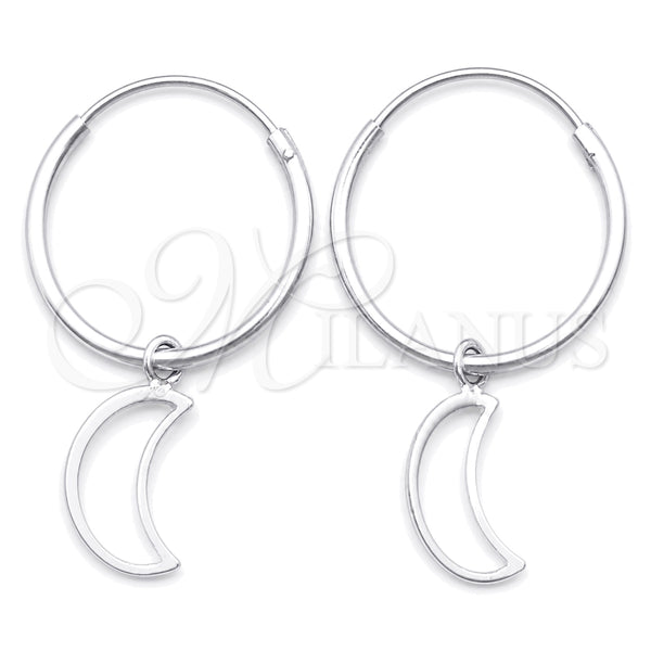 Sterling Silver Hoop Earrings — Small Hoop Moon Design Polished 02. — main product view — SKU 149486 | Plata 925 aretes de aro — Small Hoop Moon diseño pulido 02. — SKU 149486