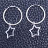 Sterling Silver Small Hoop, Star Design, Polished, Silver Finish, 02.402.0049.15