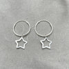 Sterling Silver Small Hoop, Star Design, Polished, Silver Finish, 02.402.0049.15