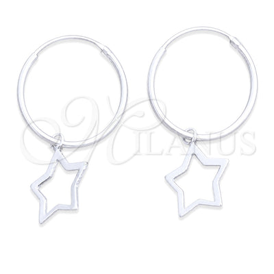 Sterling Silver Small Hoop, Star Design, Polished, Silver Finish, 02.402.0049.15 for wholesale, main product view