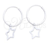 Sterling Silver Small Hoop, Star Design, Polished, Silver Finish, 02.402.0049.15