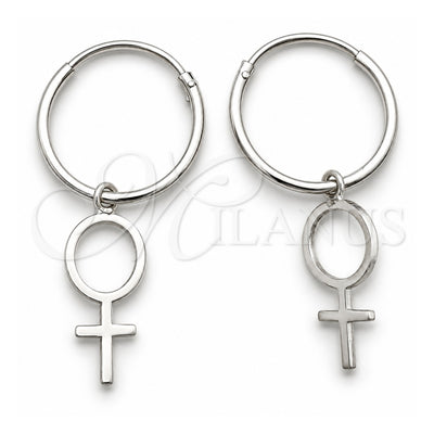 Sterling Silver Small Hoop, Cross Design, Polished, Silver Finish, 02.402.0050.15